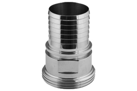 HYGIENIC COUPLING DIN 11851 MALE PART WITH SERRATED HOSE TAIL ENDED BY MALE THREAD SS 316 INPART24 Variant DINMT015