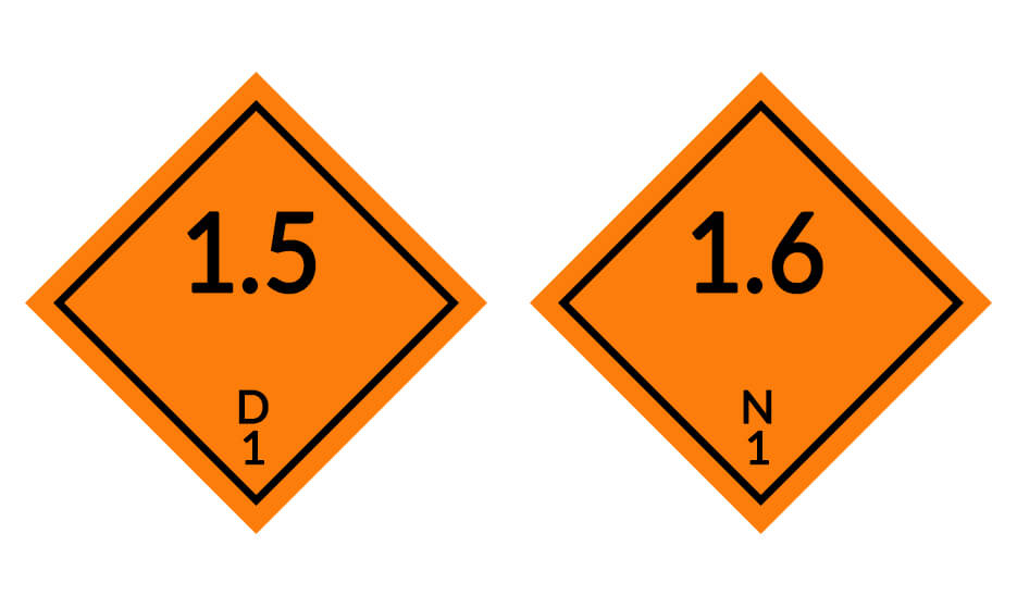 ADR D1 Sign and ADR N1 Sign - Explosive materials