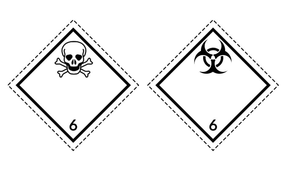 ADR 6 signs - Toxic materials and Infectious materials